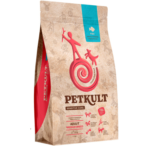 Hrana uscata pentru caini Petkult Sensitive Adult Talie Medie Peste 3kg